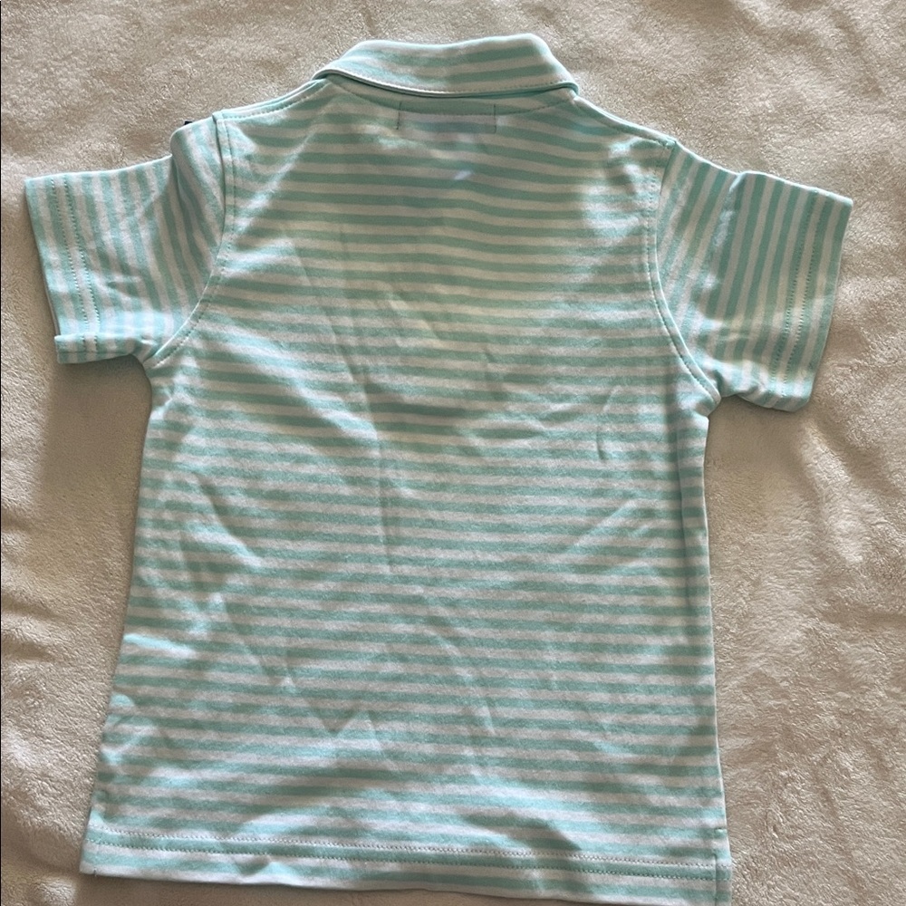 Aqua Striped Kids Polo Shirt - Picture 4 of 4